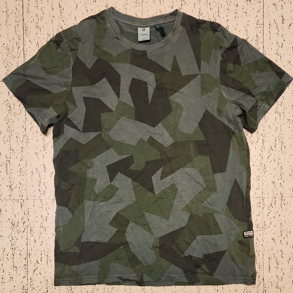 G-Star Raw Green Multi Tone Block Camo R Crewneck T-Shirt